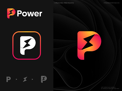 Letter P + Power Logo . Renewable Energy Logo - Bolt . a b c d e f g h i j k l bolt bolt logo branding burst creative logo design electricity energy icon lightning logo m n o p q r s t u v w x y z modern logo power symbol thunder volt voltus