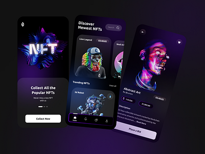 NFTs Mobile App Design app app design crypto design nfts app design nfts app ui nfts design nfts ui trading ui uiux ux