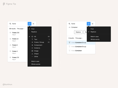 Quickly find and replace text in Figma files components figma design design system figma figma tip find instances figma interface replace search styles symbols text ui ui kit for figma ui tip ux ux tip