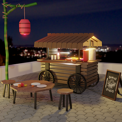 A food stall 3d 3d modelling art blender designing