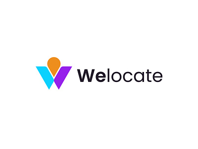 Welocate ( w + location ) branding logo drop letter logo location pin logo mark minimal modern pin logo symbol v w letter w logo word logo