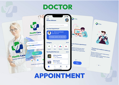 Doctor Appointment Mobile app adobexd appilcationdesign branding design doctorappointment figma graphic design illustration logo mobile app mobiledesign mockup ui uiux