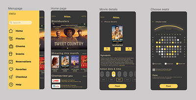 Atlas. Cinema seat reservation app app design graphic design typography ui ux