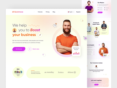 Quickmove - Landing Page Design agency app design application business agency business website company landing page company web design homepage landing page saas startup ui ux website website inspiration