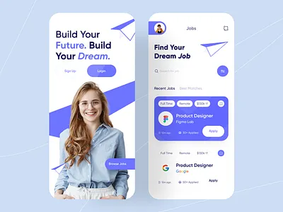 Job Finder App Ui app app design app ui finder app flutter hiring concept ios job listing job portal job search app minimal design mobile app design modern app modern ui ui design ui ux
