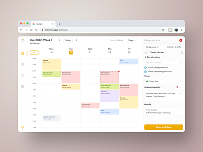 MeetMe - Scheduler Chrome Extension UI Design app design browser calendar app chrome email app experience design extension ui input box design meet app plugin ui scheduler sidebar design task management app task manager ui uiux ux web app website design