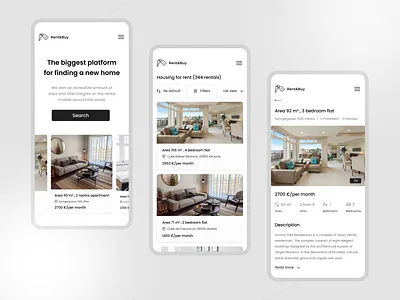Real estate website (mobile version) app branding composition design house logo realestate ui ux web web design