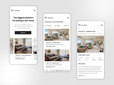 Real estate website (mobile version) app branding composition design house logo realestate ui ux web web design