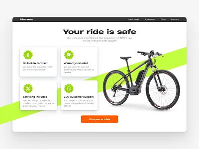 Bike rental bike clean design e bike electric bike makeevaflchallenge makeevaflchallenge9 rental typography ui uxui web page