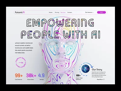 Artificial Intelligence - AI Website ai artificial intelligence fawaz figma futuristic innovation landing page latest machine learning minimal nft popular robot robots tech technology ui web 3 web design web3