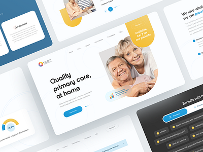 Bloom HealthCare Website blue design faq health healthcare home page typography ui ux web design yellow