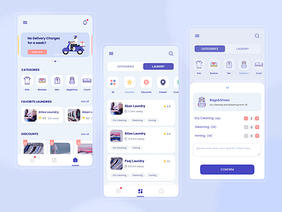 Laundry App app app ui design dry cleaning app illustration inspiration laundry app service app ui ui design uiux userinterface