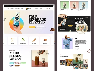 Beverage Landing Page beverage beverage website coffee cold drink drink drink website ecommerce energy drink farzan food and drink hemp homepage landing page mockup natural ingredients organic packaging tea web design website design