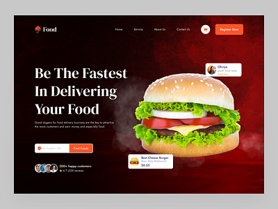 Food Delivery Landing Page cluexpert food food and beverage food delivery food delivery website food landing page food menu food ordering website food ui food web homepage landing page restaurant website sylgraph trendy design ui ux web website design website designer
