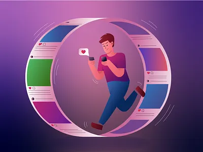 mobile addiction illustration character design flat illustration graphic design illustration minimal vector