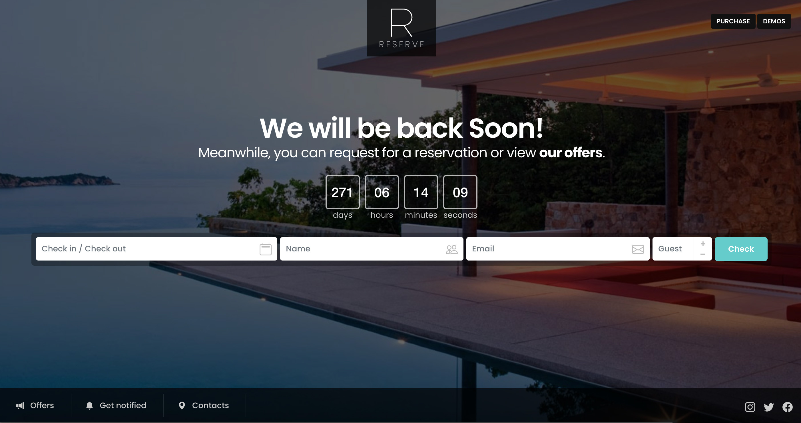 Reserve Coming Soon under construction web design
