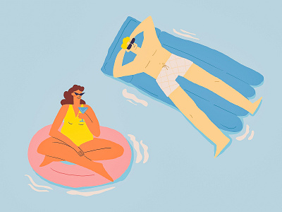 Pool party character couple cute illustration illustrator party people pool summer tropic vacation vector