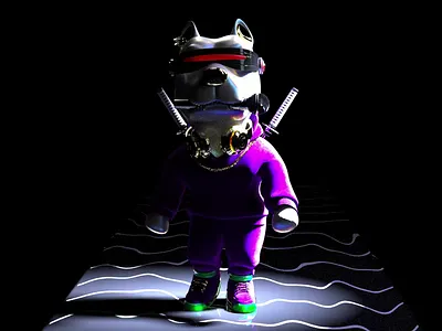 DJ Samurai 3d animation 3d art 3d character 3d illustration 3d modeling character design character modeling nft nft art