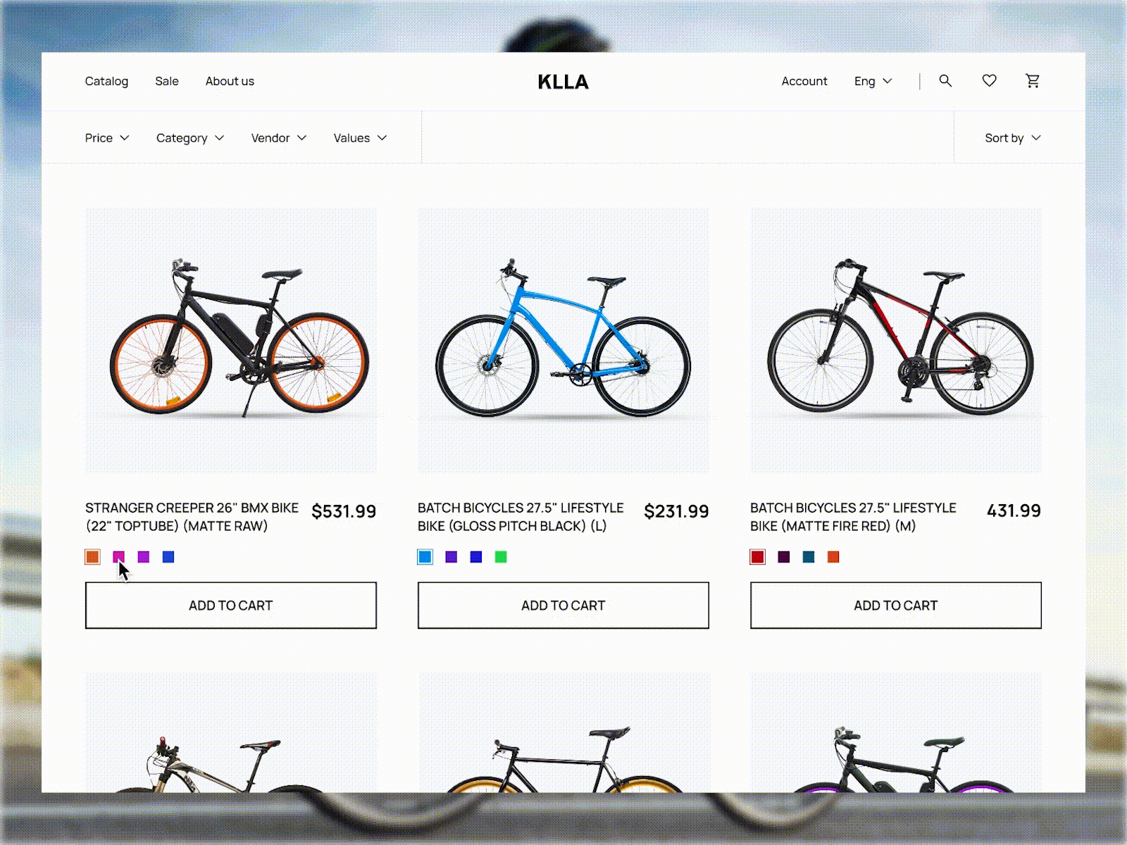 Category Page of a Bike E-commerce animation bike category page design e commerce figma minimal photoshop premiere pro typography ui ux