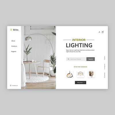 Interior Lighting Web UI app branding concept design illustration landing page ui user experience userinterface web ui website