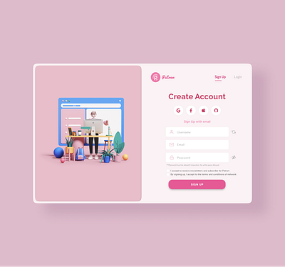 Sign up Web UI app concept design illustration landing page sign in sign up ui user experience userinterface web ui