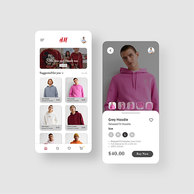 H&M Mobile UI app concept design fashion illustration mobile mobile ui ui user experience userinterface