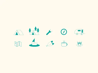 Camping gear store icon set flat design icon design icons ui ui design ui designer