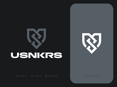 USNKRS - Final Logo Design icon logo logodesign logotype monogram shoelaces sign sneakers snkrs symbol u letter us