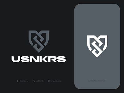 USNKRS - Final Logo Design icon logo logodesign logotype monogram shoelaces sign sneakers snkrs symbol u letter us