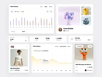 UI widgets for NFT Marketplace analytics app art card dashboard design inspiration market marketplace nft product design rarible saas statistics token trend ui ui kit ux widget