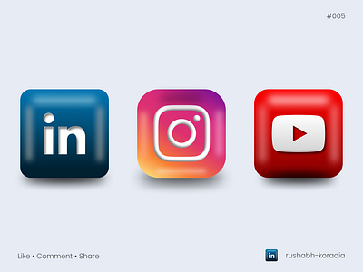 DailyUI 005 - 3D App Icons 005 3d app icons app icon design app icon design 3d app icon ui app icon ui 3d app icons dailyui design design inspiration instagram icon linkedin icon mobile ui rushabh koradia rushabh ui ui ui design ui inspiration ux.rushabh youtube icon