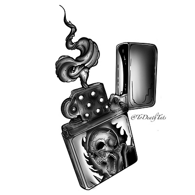 Ghost rider lighter custom design customtattoo greywork procreate tattoo