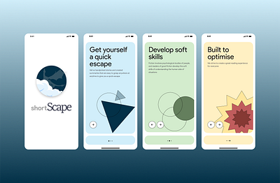 Onboarding sequence for a reading application app branding design illustration ui ux