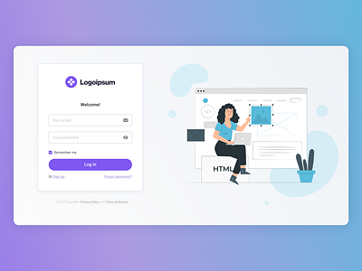 Simple login page blue ui design design flat illustration flat illustration ui graphic design landing page login login page login ui design product design purple purple ui ui ui design uiux design user interface ux design