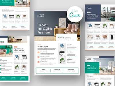 Furniture Company Flyer Catalog Canva Template canva canva editable canva template discount flyer flyer canva flyer design flyer download flyer template furniture catalog furniture company furniture store made in canva print design print template printables product presentation product sale psd template showroom