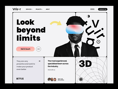 Vris-r Landing Page design illustration landing page ui ux website