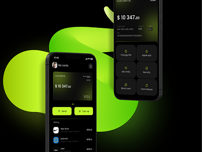 Mobile banking - Dark abstract banking app banking service dark theme finance financial fintech logo mobile app mobile banking mobile design neon online banking uiux