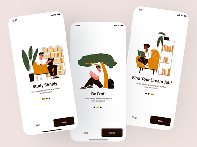 E-Book App Onboarding Screen design illustration ui ux