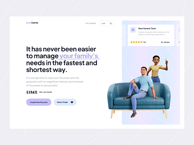 Easyhome - Hero Concept clean clean header clean hero clean landing page gradient gradient header gradient hero header hero hero concept hero section hero template home purple review ui