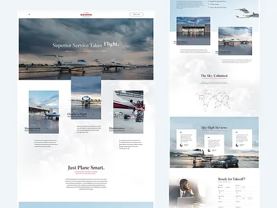 Aircraft Hanger & Charter aircraft charter clean clouds elegance elegant flight light blue modern planes soft sophisticated ui user experience user interface design ux web design website