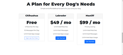 Tindog Website pricing table #challenge #DailyUI design ui