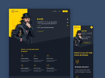 Insta - Personal Portfolio Template clean creative creative portfolio landing dark portfolio website design landing minimal modern personal portfolio portfolio landing portfolio website trendy web website