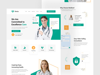 Sheba Medical Landing Page Design app design dashboard doctor doctor landing page figma landing page landing page design medical app medical landing page medical website nurse ui design web app web design website