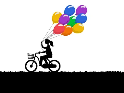 Vector Bicycle with Balloons fly