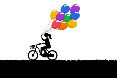 Vector Bicycle with Balloons fly