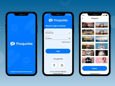 Quote app branding design flat layout mockup typography ui