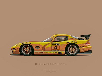 Chrysler Viper GTS-R (1999) bucket cars clean design flat illustration racing slick vector