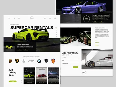 Landing page for supercars rentals 3d adobe animation branding design e commerce figma graphic design hero illustration landing page logo motion graphics ui ux web website