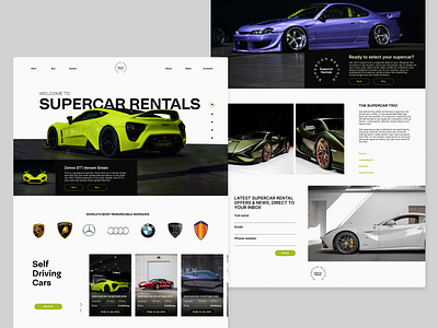 Landing page for supercars rentals 3d adobe animation branding design e commerce figma graphic design hero illustration landing page logo motion graphics ui ux web website