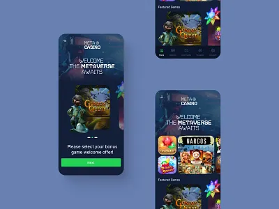 Meta Casino Mobile casino casinodesign design gambling igaming interface mobile mobile casino mobile ui slots ui